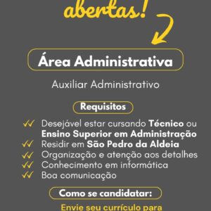 OPORTUNIDADE DE EMPREGO – AUXILIAR ADMINISTRATIVO