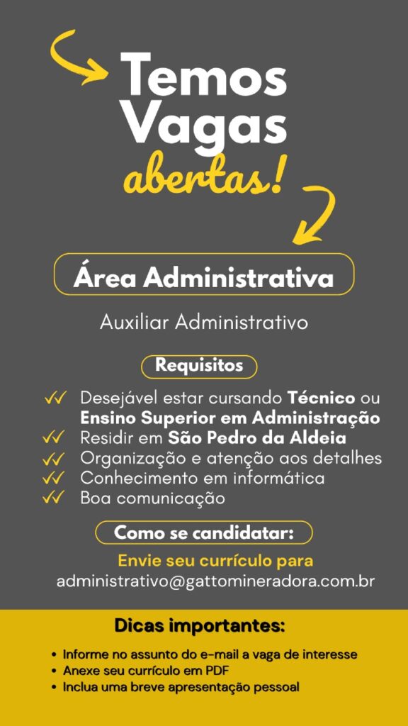 OPORTUNIDADE DE EMPREGO – AUXILIAR ADMINISTRATIVO